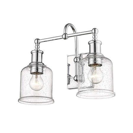 Z-Lite Bryant 2 Light Vanity, Chrome And Clear Seedy 734-2V-CH